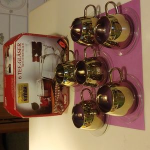 Vtg Czech Simax Borosilicate Glass Silver Fade Teacup+Saucer